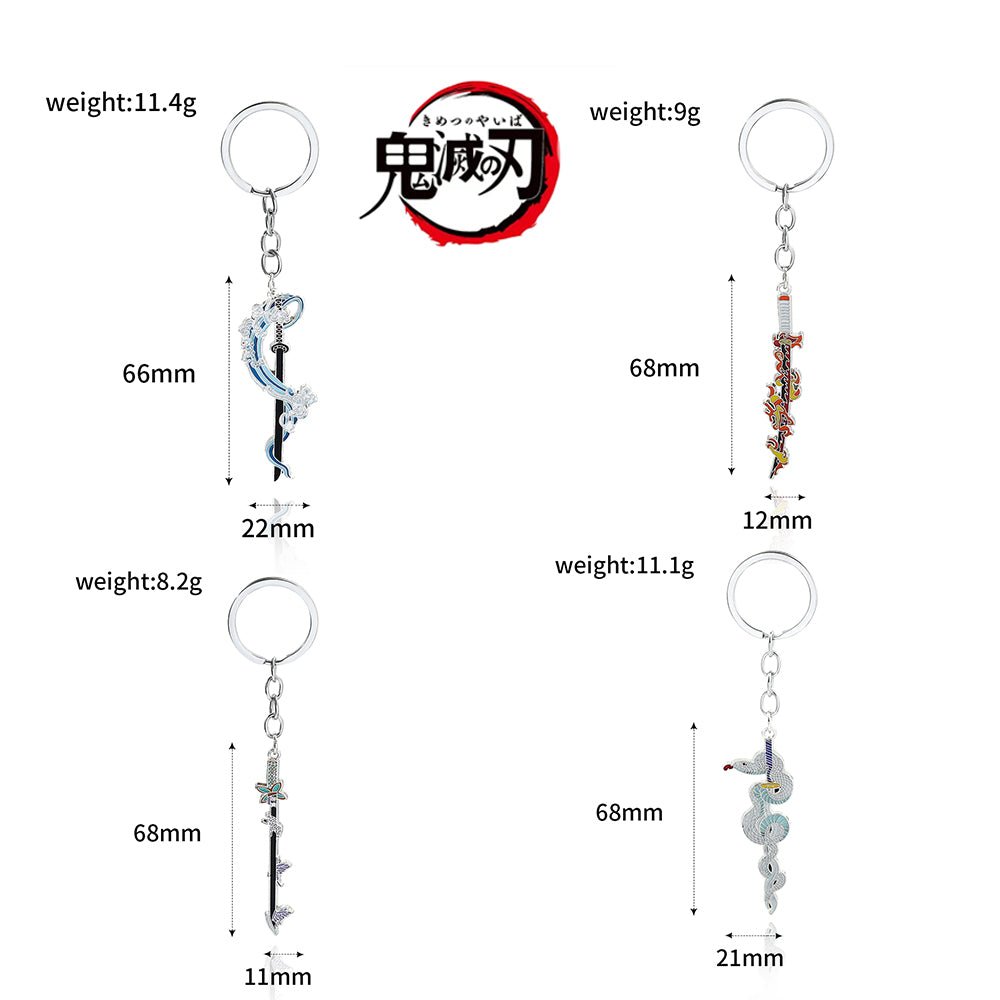 Demon Slayer Schlüsselanhänger Silber Kimetsu No Yaiba Keychan aus Metall Schlüsselbund für Damen und Herren - Stickerloveshop