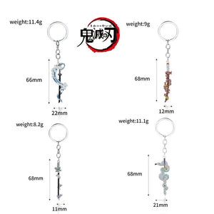 Demon Slayer Schlüsselanhänger Silber Kimetsu No Yaiba Keychan aus Metall Schlüsselbund für Damen und Herren - Stickerloveshop